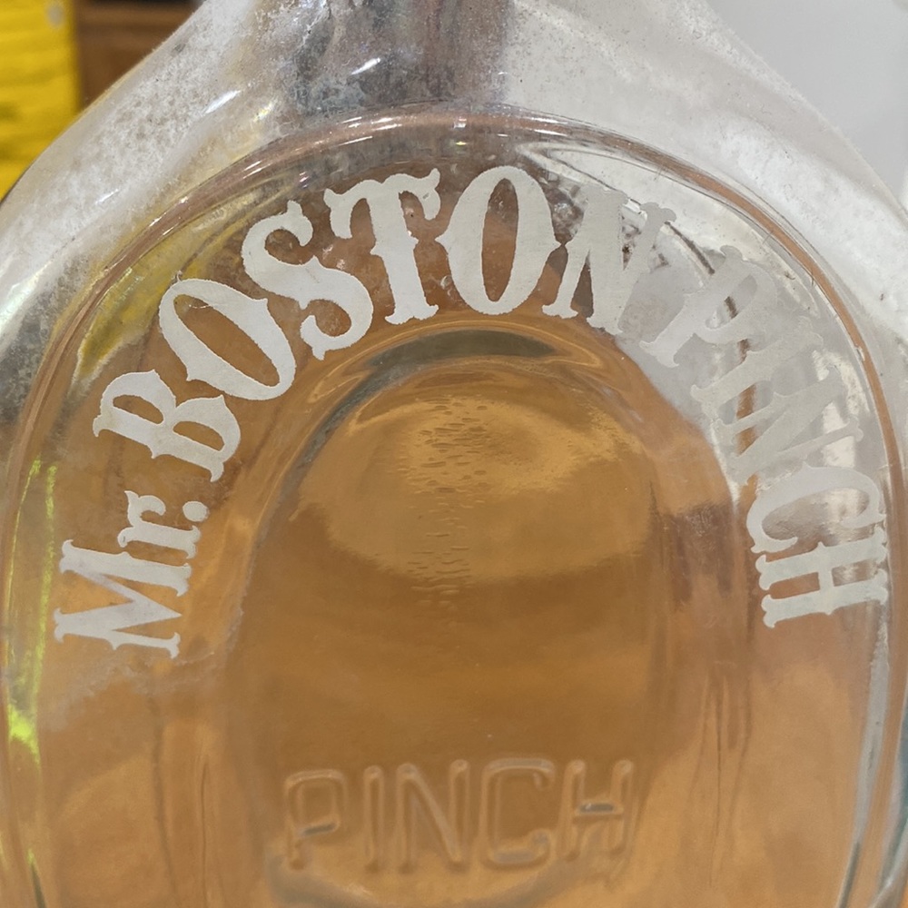 Vintage, Mr. Boston Pinch glass bottle.